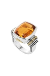 Lagos 'caviar Color' Large Semiprecious Stone Ring In Citrine