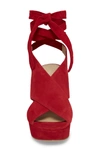 Etienne Aigner Dominica Suede Platform Wedge Sandal In Cherry Suede