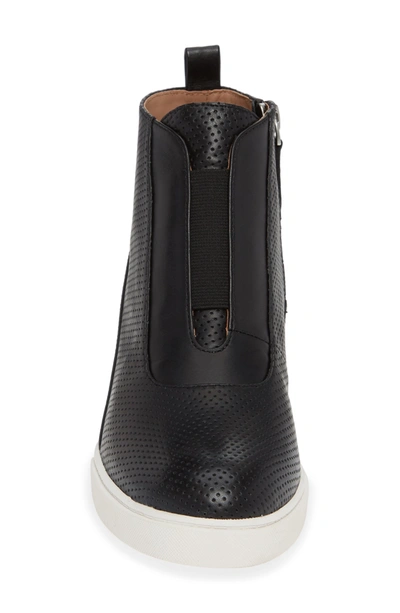 Linea Paolo Anna Wedge Sneaker In Black Perf Leather