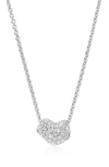 Monica Vinader Nura Mini Diamond Heart Necklace In Silver/ Diamond