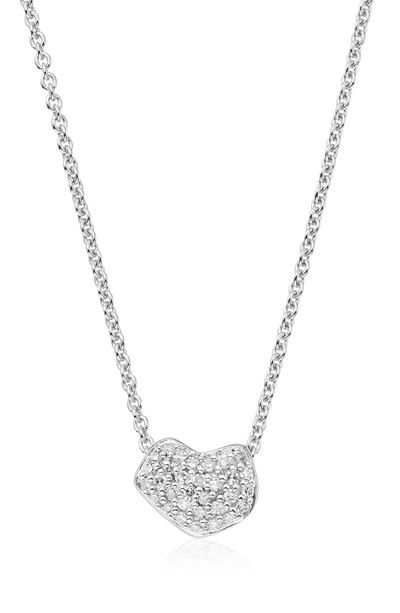 Monica Vinader Nura Mini Diamond Heart Necklace In Silver/ Diamond