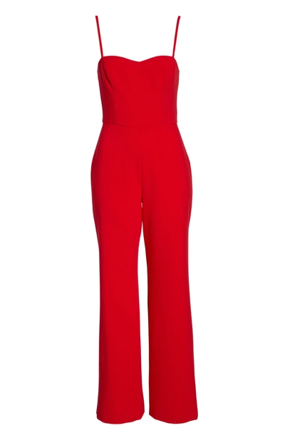 French Connection Sweetheart Whisper Flared Leg Jumpsuit In Royal Scarlett