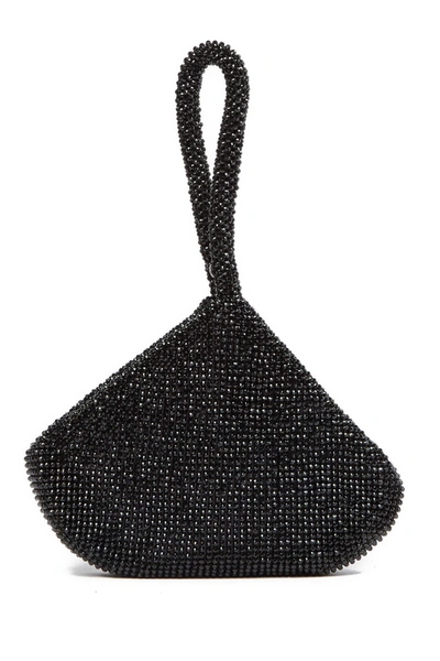 Jessica Mcclintock Staci Beaded Mesh Wristlet In 08-black