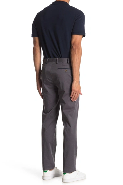 Hiltl Peaker Flat Front Stretch Cotton Trousers In Charcoal/ Taupe