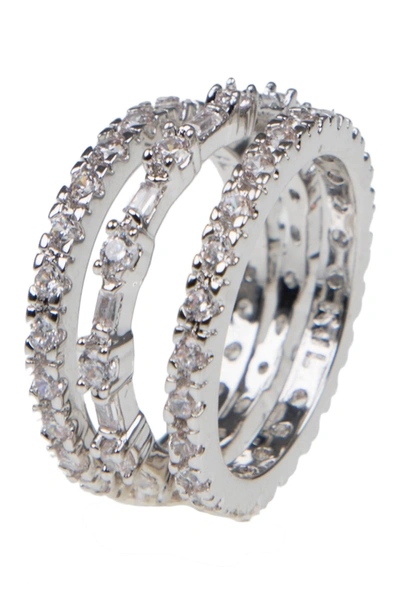 Cz By Kenneth Jay Lane Round & Baguette Cut Cz Eternity Band In Silver