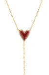 Adornia Fine Adornia Enamel Heart & Diamond Y-necklace In Red