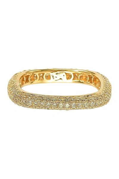 Suzy Levian 14k Yellow Gold Plated Sterling Silver Square Stackable Eternity Band In Yellow