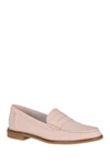 Sperry Seaport Penny Loafer In Rose Crocodile Print Nubuck