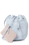 Christopher Kon Leather Woven Bucket Bag In Ice Blue