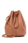 Christopher Kon Leather Woven Bucket Bag In Toffee