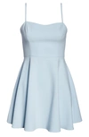 French Connection Sweetheart Neck Fit & Flare Minidress In Light Dream Blue