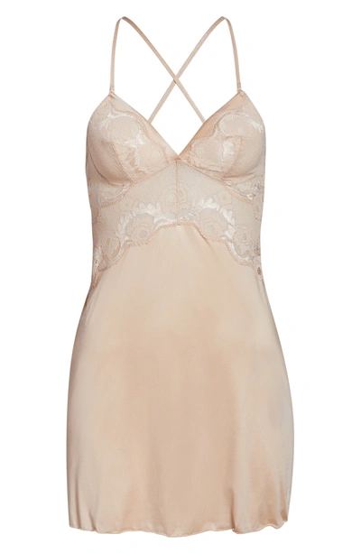 Wacoal Lace Trim Chemise In Rose Dust