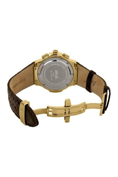 Jbw Saxon Leather Diamond Embossed Leather Watch, 46mm In Gold