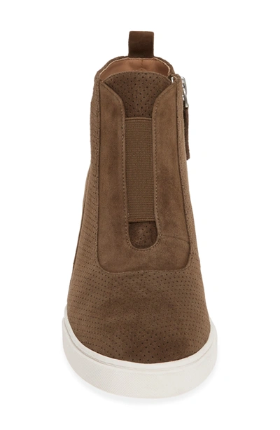 Linea Paolo Anna Wedge Sneaker In Dark Olive Suede