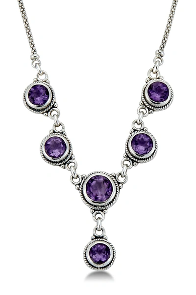 Samuel B. Sterling Silver Amethyst Y-necklace In Purple