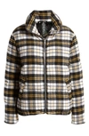 KENDALL + KYLIE PLAID FAUX PUFFER JACKET