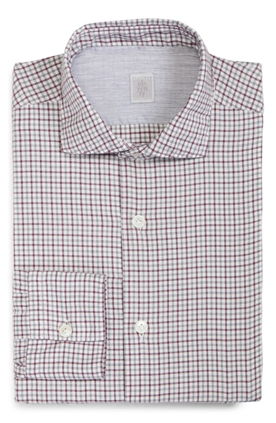 Eleventy Check Trim Fit Woven Shirt In Ruby