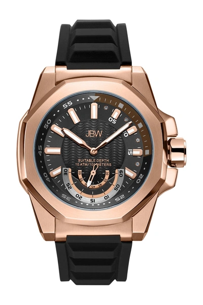 Jbw Delmare Multifunction Diamond Silicone Strap Watch, 50mm In Rose Gold