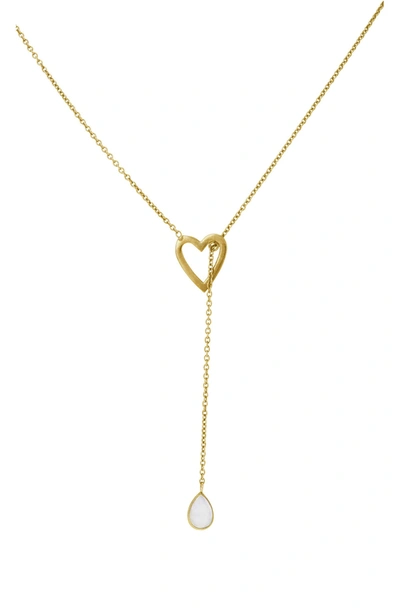 Adornia Open Heart & Moonstone Y-necklace In Moonstone Gold Vermeil