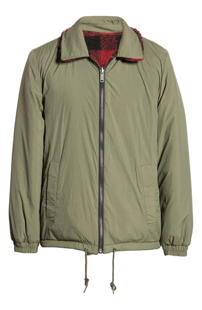 Ugg Mace Water Resistant Reversible Jacket In Red Plaid / Olive