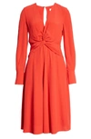 Equipment Faun Long Sleeve Dress In Aura Orange