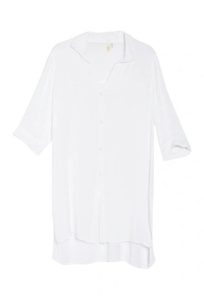 Elan Boyfriend Cover-up Shirt In White