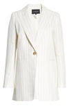 Lafayette 148 New York Beau Chateau Stripe Linen Blazer In Mystic Blue Multi