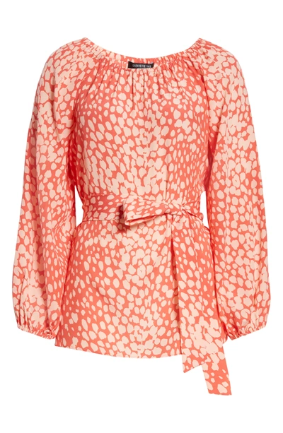 Lafayette 148 Carson Printed Bishop Sleeve Blouse In Ultra Pink Multi