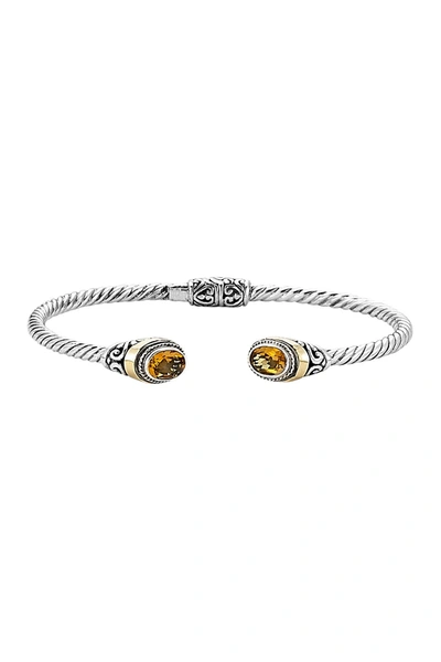 Samuel B. Sterling Silver & 18k Gold Citrine Twisted Cable Bangle Bracelet In Yellow