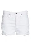 Frame Le Beau Distressed Cuffed Shorts In Blanc Elsey