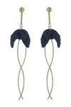 Olivia Welles Paloma 14k Burnished Yellow Gold Plated Wavy Blue Dangle Drop Earrings In Gold-blue
