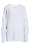 Vince V-neck Ribbed Wool & Cashmere Blend Sweater In Heather Powder Blue