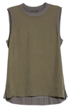 Rag & Bone Alisha Rib Openwork Back Tank In Olive