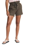 Rag & Bone Camille Paperbag Waist Seersucker Shorts In Darkolve