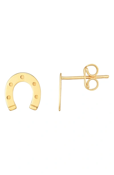 Karat Rush 14k Gold Horseshoe Stud Earrings In Yellow