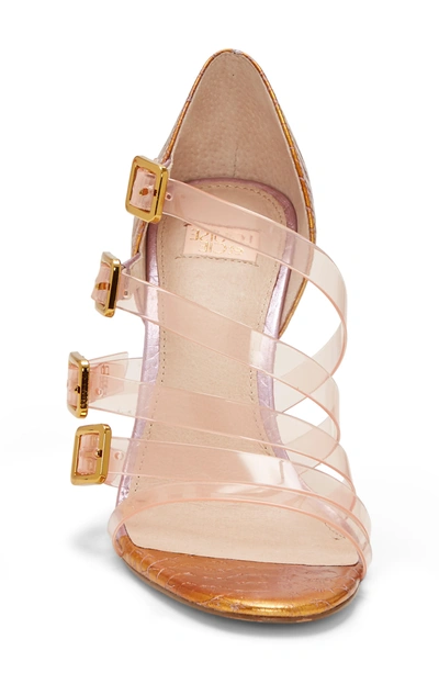 Louise Et Cie Isoldah Strappy Buckle Sandal In Powder/ Metallic Leather