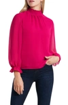 1.state Smocked Neck Long Sleeve Blouse In Casbah Pink