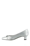 Easy Street Waive Square Toe Pump In Silver Satin