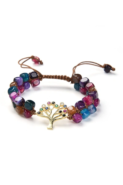 Eye Candy Los Angeles Agate Stone Adjustable Bracelet In Multicolor