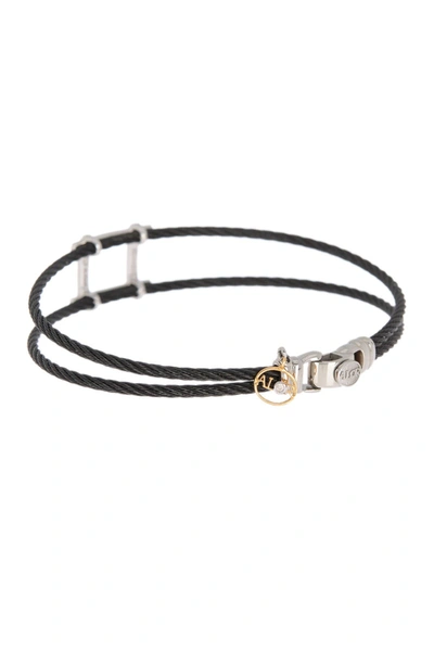 Alor ® 18k White Gold Pave Diamond & Stainless Steel Cable Noir Bracelet In Black