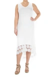 Nina Leonard Sleeveless V-neck High/low Dress In Ivory