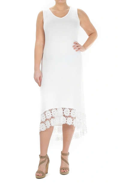 Nina Leonard Sleeveless V-neck High/low Dress In Ivory