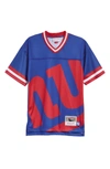 Mitchell And Ness Kids' Nfl Big Face V-neck Mesh Jersey In Giants