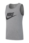 Nike Men's Sportswear Logo Tank Top In Dark Grey Heather/black