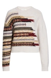 Rag & Bone Annalise Crewneck Wool Blend Sweater In Ivory Multi