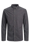 Jack & Jones Classic Melange Slim Fit Shirt In Dark Grey