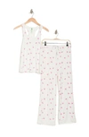 Honeydew Lace Trim Racerback Tank & Pants 2-piece Pajama Set In Ivory Cherries