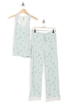 Honeydew Lace Trim Racerback Tank & Pants 2-piece Pajama Set In Chilled Cactus