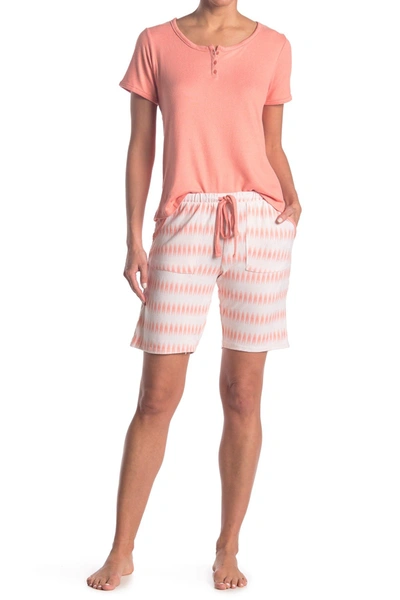 Izod Top & Bermuda Shorts Pajama Set In Orange