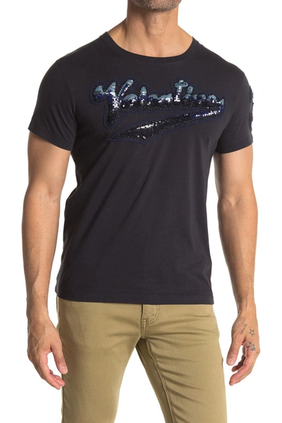 Valentino Graphic T-shirt In Za4 Dark Marine